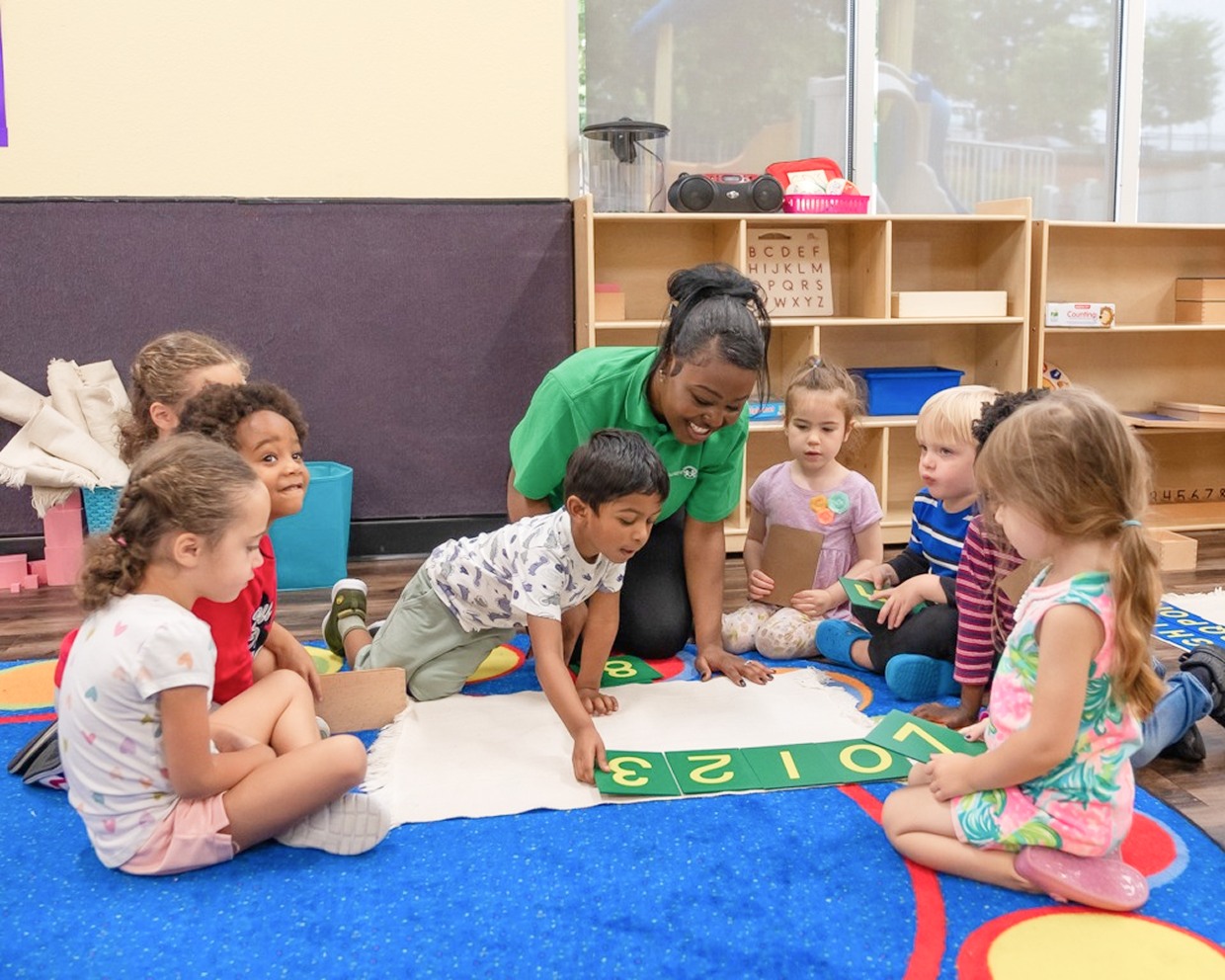 children practicing numbers