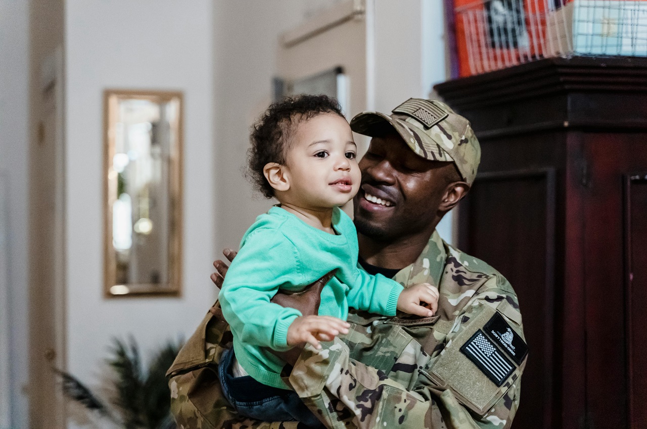 military father and child