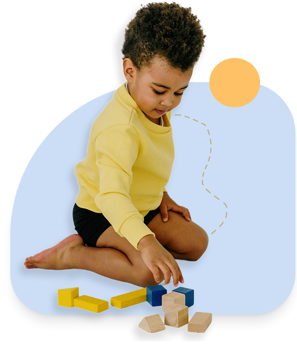 child learning with blocks